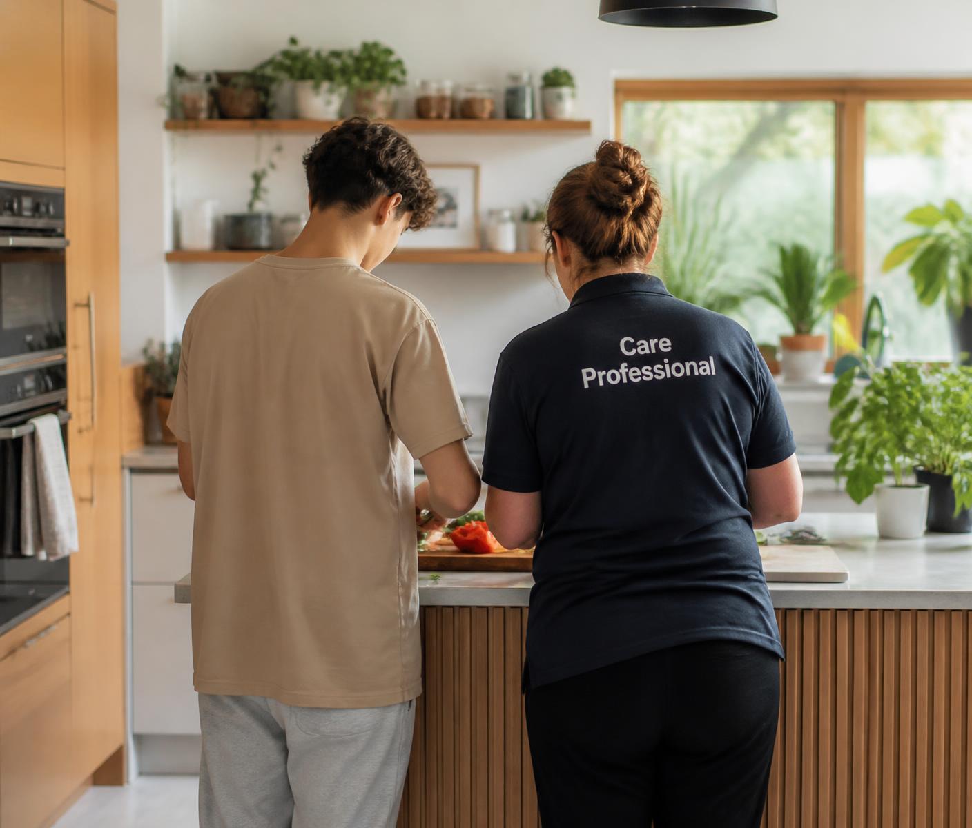 Preparing a meal together in the home kitchen